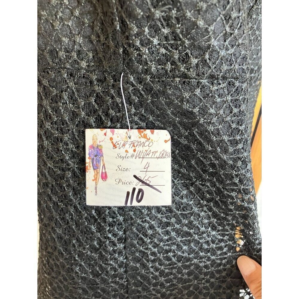 NWT Eva Franco Women’s Black Illusion Top Cocktail Dress, Size 4 MSRP $265 - Picture 4 of 14